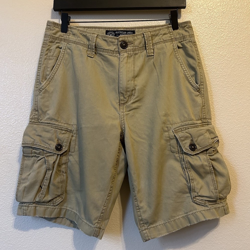 American Eagle Outfitter Men Classic Length Khaki Cargo Shorts Sz 30 Y2K